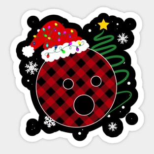 Buffalo Red Plaid Bowling Ball Christmas Sport Xmas Pajama Sticker